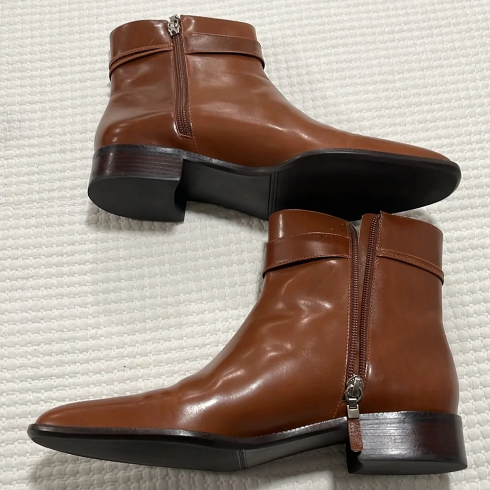 Talbots Western Ankle Booties Sz 9B  Brown Leather Equestrian Boots